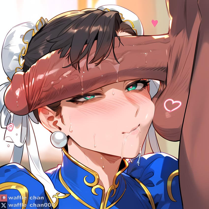 ahe_gao ai_generated chun-li cock_worship cum cum_on_face facial huge_cock penis penis_on_face penis_pressed_against_face rolling_eyes street_fighter waffle_chan