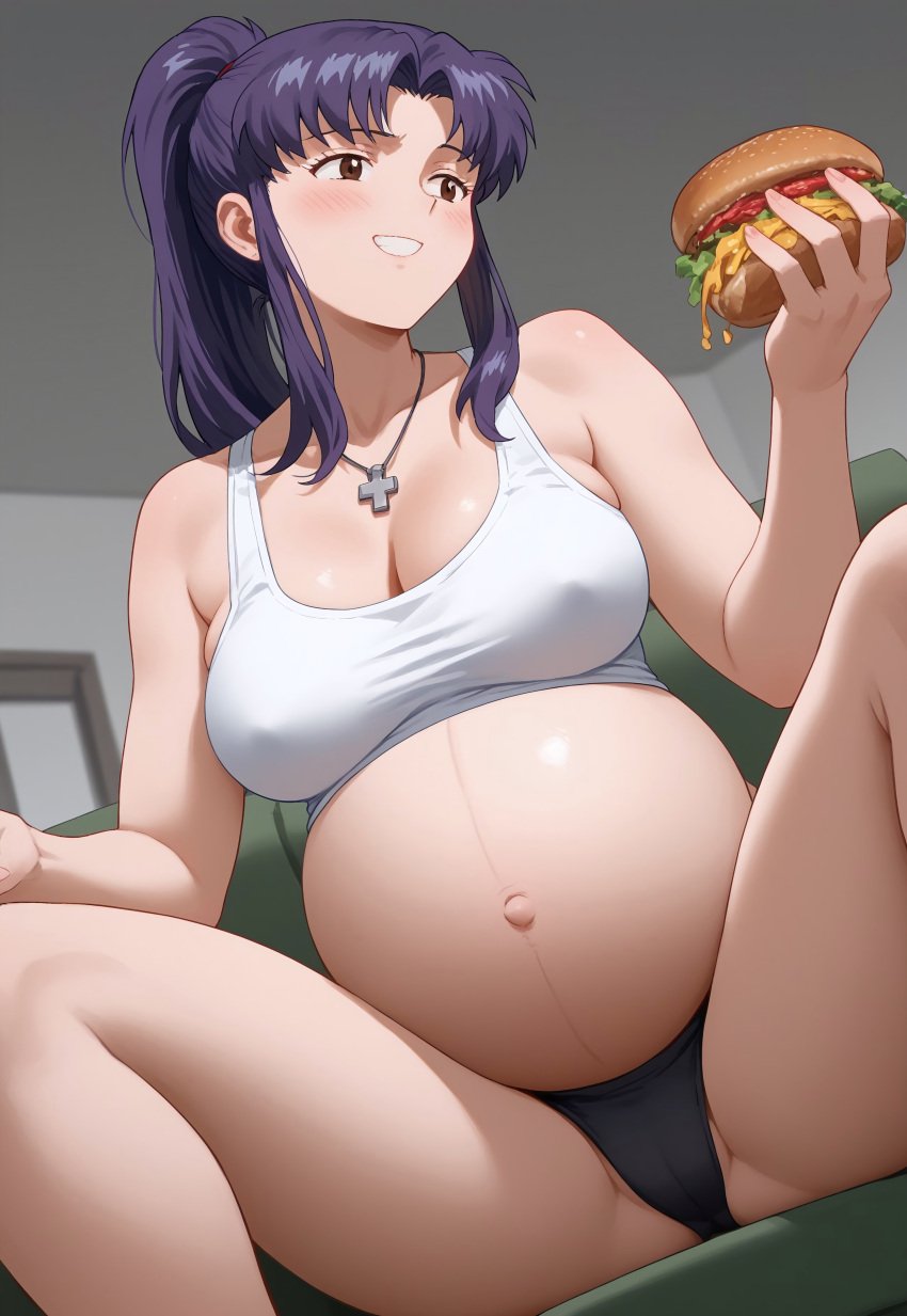 ai_generated big_belly big_breasts cleavage misato_katsuragi neon_genesis_evangelion pregnancy pregnant pregnant_belly