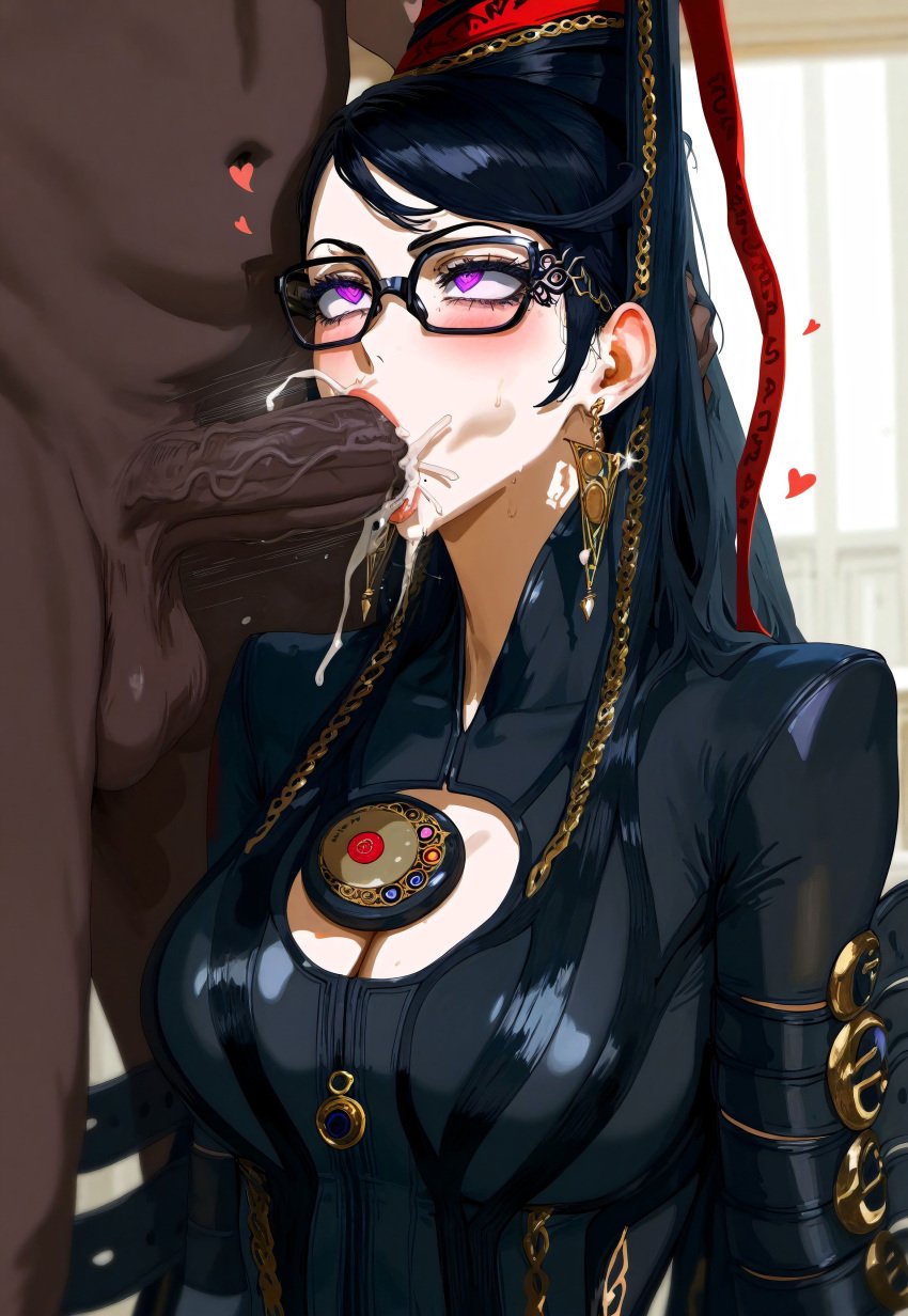 1boy 1girls absurd_res ai_generated anus ass ass_grab bayonetta bayonetta_(character) bayonetta_2 big_ass big_breasts black_hair blue_eyes blush carrying carrying_partner carrying_position clothed_female_nude_male cum cum_in_pussy cum_inside cum_on_face cum_on_tongue dark-skinned_male dark_skin dialogue earrings english_text facial female female_focus glasses heart-shaped_pupils heels interracial interracial_sex licking licking_penis light-skinned_male light_skin looking_at_viewer male mole mole_under_mouth nintendo nude nude_male open_mouth oral pawg penetration penis penis_on_face penis_over_one_eye pussy red_lipstick sex smiling smiling_at_viewer speech_bubble thick_ass vaginal_penetration