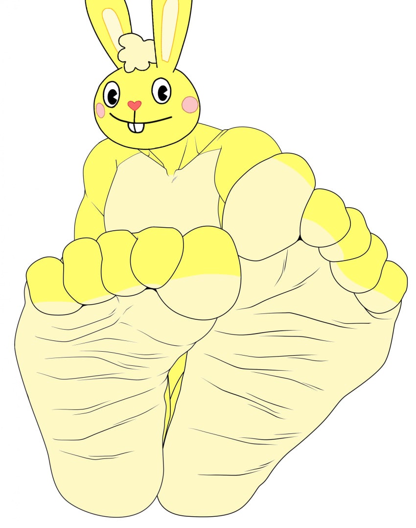 5_toes anthro bunny cuddles cuddles_(htf) cyborg-steve edit feet feet_focus feet_together foot_fetish foot_focus foot_tease furry happy_tree_friends lagomorph leporid male mammal mondo_media presenting_feet presenting_soles rabbit simple_background sitting soles teasing teasing_with_feet toes yellow_fur