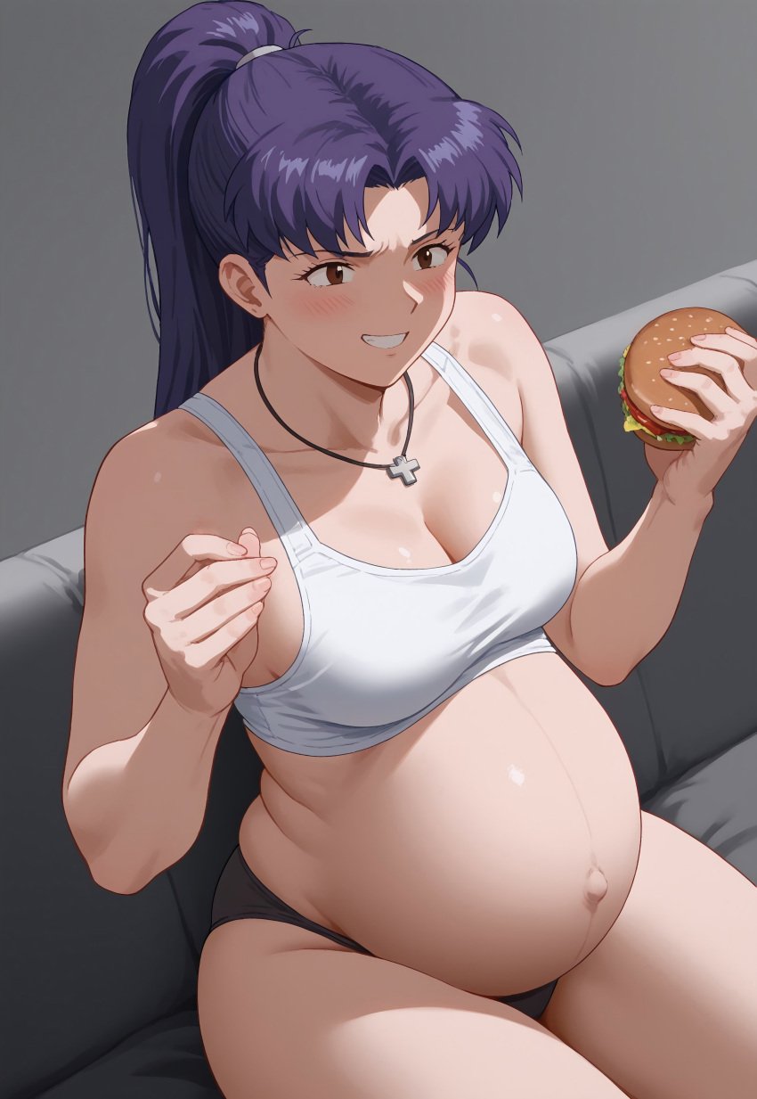 ai_generated big_belly big_breasts cleavage misato_katsuragi neon_genesis_evangelion pregnancy pregnant pregnant_belly