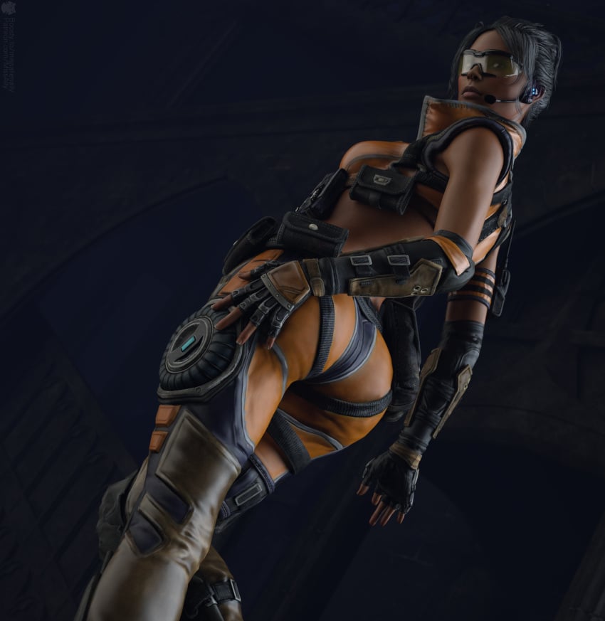 3d athena_(quake_champions) female human looking_at_viewer looking_back looking_back_at_viewer missally quake quake_champions video_games