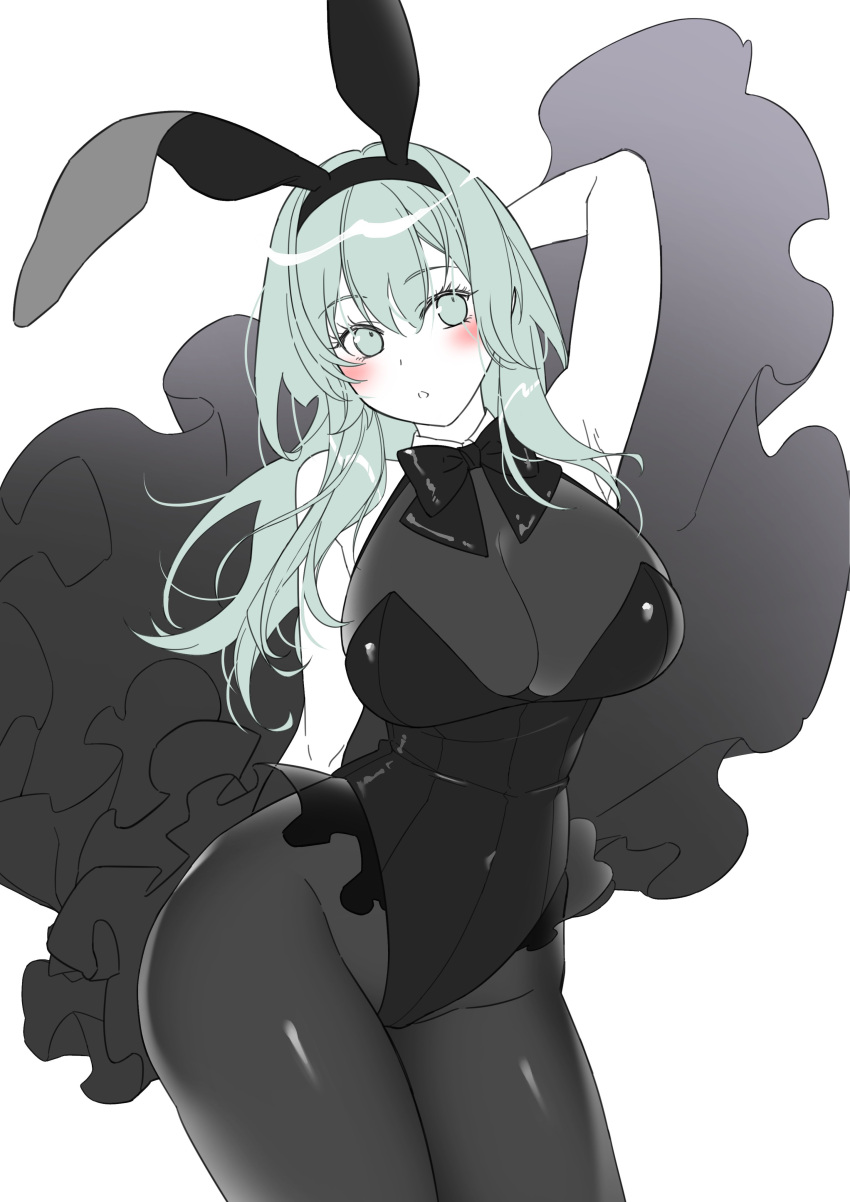 1girls alternate_costume bunny_ears bunny_girl bunnysuit byleth_(fire_emblem) byleth_(fire_emblem)_(female) cleavage fake_animal_ears fire_emblem fire_emblem:_three_houses green_eyes green_hair karakamayo large_breasts nintendo thighs