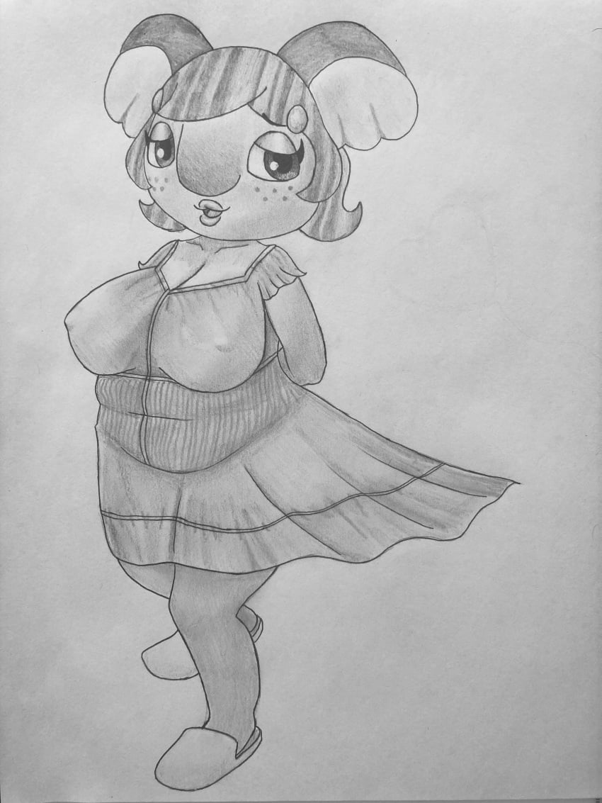 1girls alice_(animal_crossing) animal_crossing anthro artstyle_imitation big_breasts big_thighs black_and_white chubby chubby_anthro chubby_belly chubby_female cute cute_face female furry furry_female furry_only hands_behind_back hivequeenvespa_(artist) koala large_breasts large_thighs looking_at_partner looking_at_viewer nintendo nipple_bulge nipple_outline nipples sandals traditional_art traditional_drawing_(artwork) traditional_media traditional_media_(artwork) white_background wholesome wind