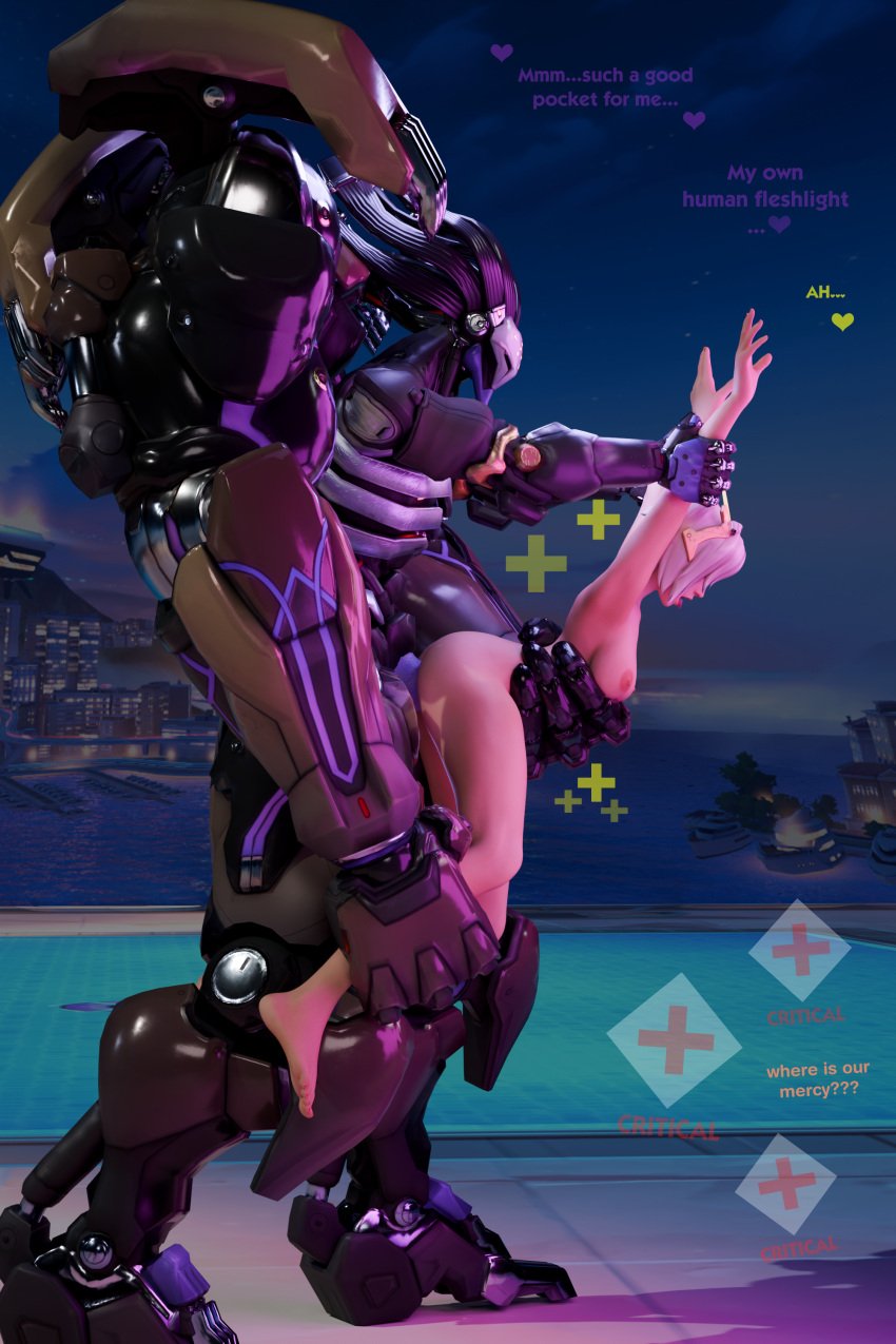 1girls 3d_(artwork) 4_arms arms_up blizzard_entertainment grabbing_arms mercy multi_arm multi_limb omnicfans overwatch ramattra robot_on_human sex size_difference waist_grab