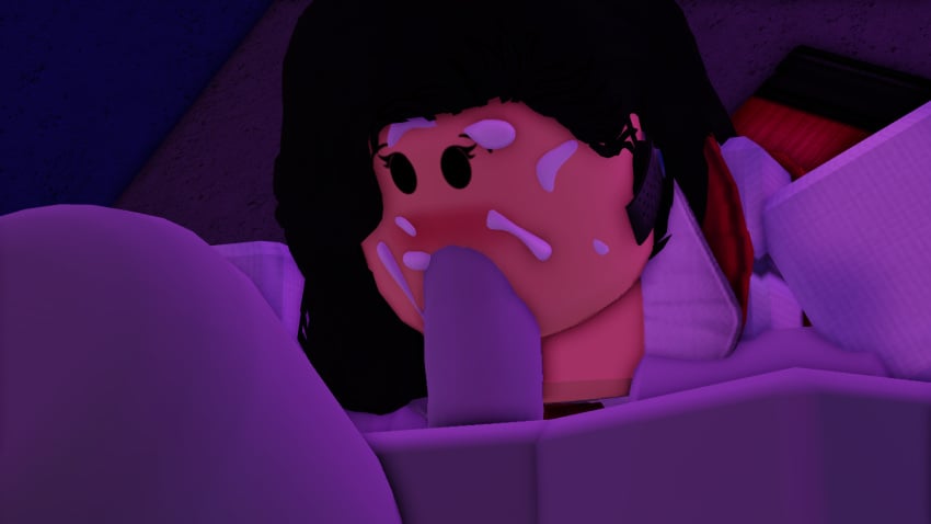 1boy 1girls 3d agent_(rolve) aguythatisreal25 anon black_hair blowjob blush cum cum_on_face fellatio female male male/female oral_sex purple_lighting red_clothing roblox roblox_game robloxian rolve sex straight tagme typical_colors_2 white_clothing