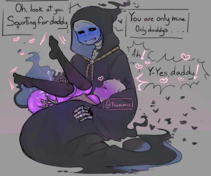 blush dialogue ectobody fingering goth_sans gripping_thighs incest reaper_sans sans skeleton sweat themimii1 undertale undertale_au