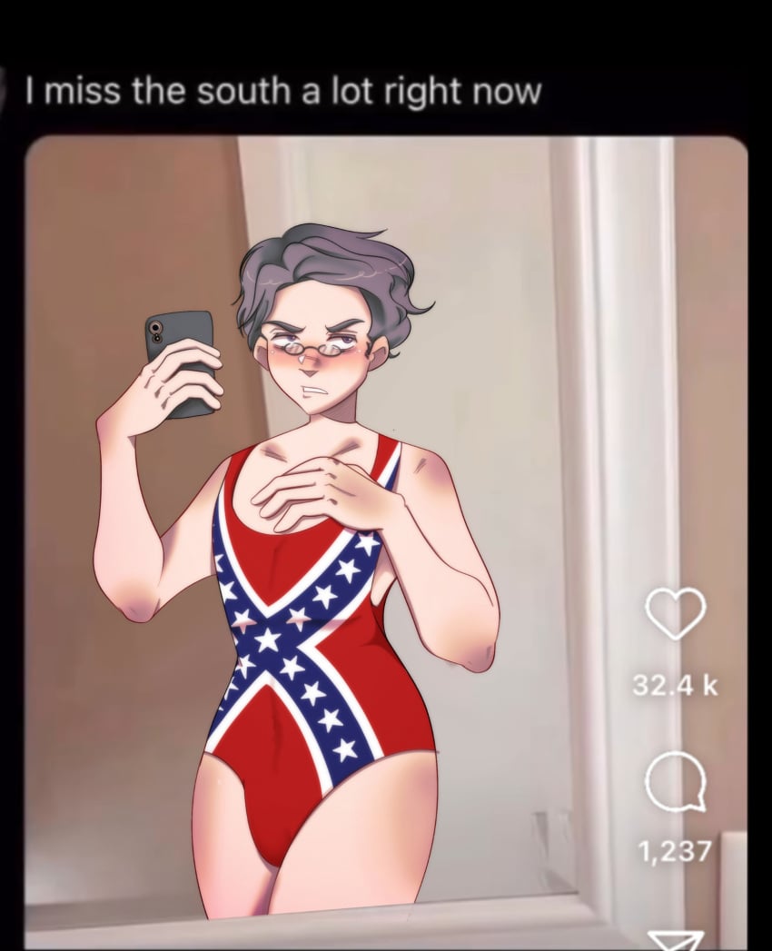 1boy confederate_flag confederate_flag_one-piece_swimsuit crossdressing femboy girly glasses kindest-little-fella-in-town male male_only older_male president public_domain real_person selfie sissy tagme trap twitter_pics woodrow_wilson