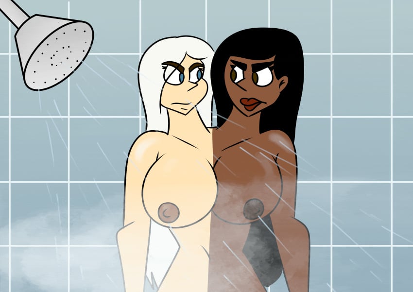 2girls 2heads african african_female angry angry_face animated animation argument bathing bathing_together big_breasts black_female black_hair blonde_hair blue_eyes breasts brown_eyes brown_skin chocolate_and_vanilla commission commission_art conjoined conjoinment_fetish curvy_female curvy_figure dark-skinned_female falling falling_on_floor falling_on_ground female female/female female_only fight fighting fighting_in_shower fusion gif huge_breasts large_breasts light-skinned_female losing_balance naked naked_female nipples nude nude_female pulling pulling_away reaper2545 screen_shake screen_shaking shower shower_fight shower_head shower_scene showering showering_together spinning squished_together straight_hair stuck_together swing swinging swinging_breasts tornado tug tug_of_war tugging twirling two_tone_body two_tone_skin twoheads white_female white_hair