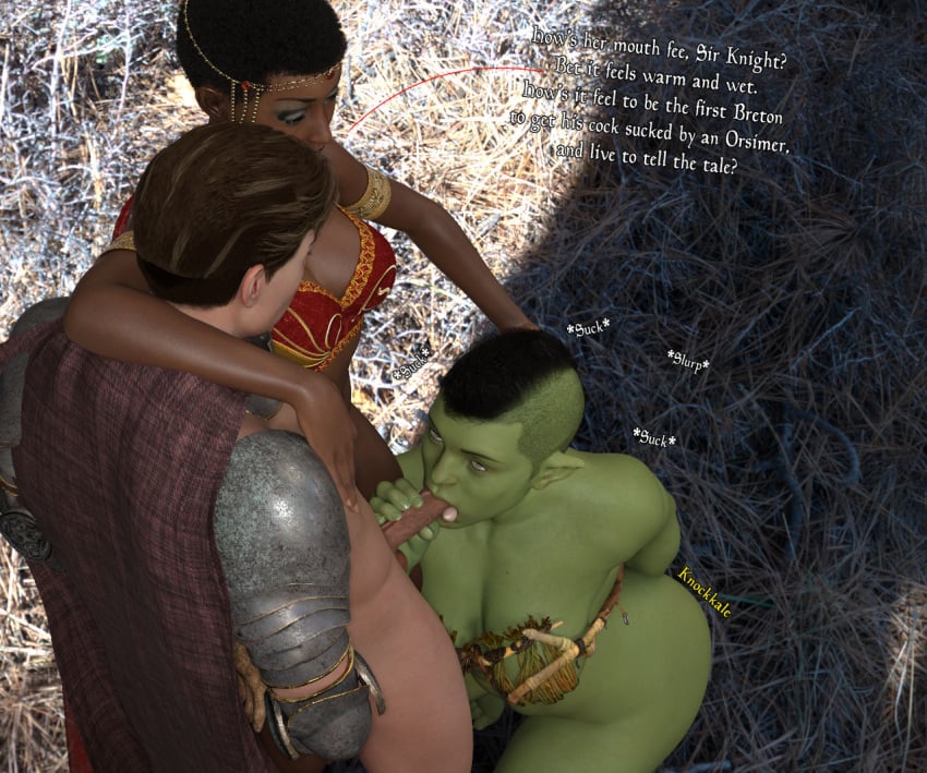 1boy 2girls 3d big_ass big_breasts breasts breton brown-skinned_female brown_body brown_skin bust busty curvaceous curvy curvy_figure dark-skinned_female dark_skin dialogue english_text female green-skinned_female green_body green_skin hips hourglass_figure huge_ass huge_breasts human human_female human_male human_on_humanoid humanoid knockkale large_ass large_breasts legs light-skinned_male light_skin male male/female mature mature_female orc orc_female original_character original_characters orsimer redguard skyrim straight the_elder_scrolls thick thick_hips thick_legs thick_thighs thighs threesome top_heavy voluptuous voluptuous_female waist wide_hips