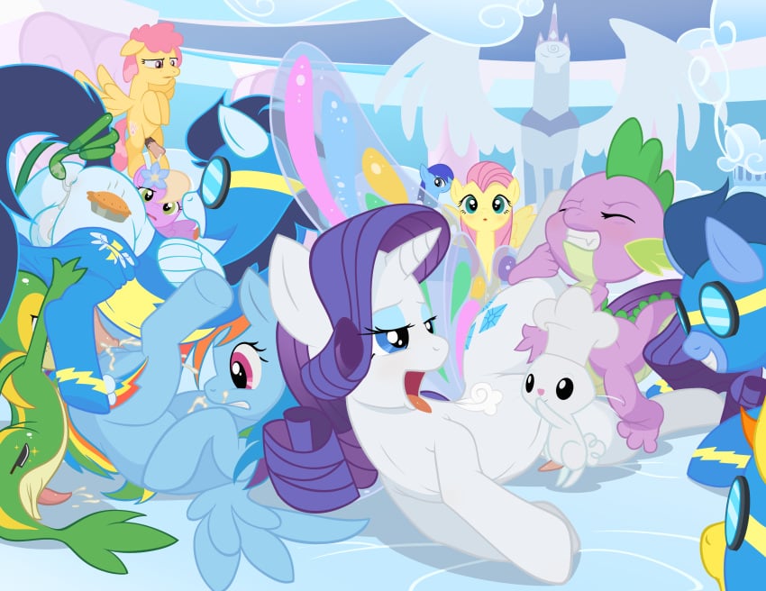 angel_(mlp) baginazard cloud crossover dragon equine female fluttershy_(mlp) friendship_is_magic horse male my_little_pony pegasus pokemon pokemon_(species) pony rainbow_dash_(mlp) rarity_(mlp) smooth_skin snivy soarin_(mlp) spike_(mlp) spitfire_(mlp) wonderbolts_(mlp)