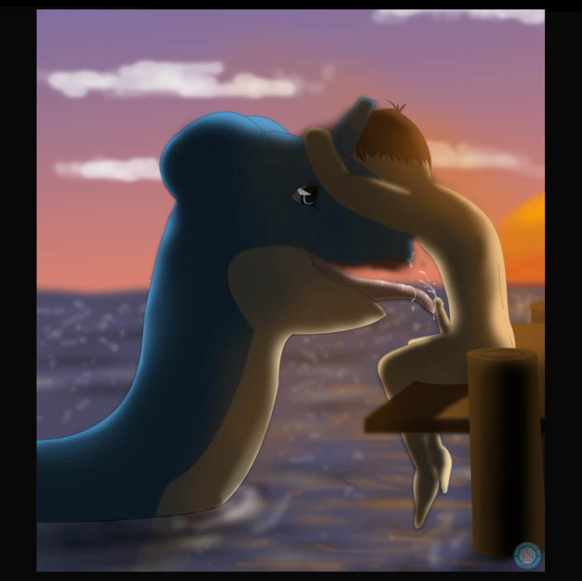 cum ejaculation eyes fellatio high_resolution lapras licking nintendo oral penis penis_on_tongue pokemon pokemon_rgby pokephilia sunset water zoophilia