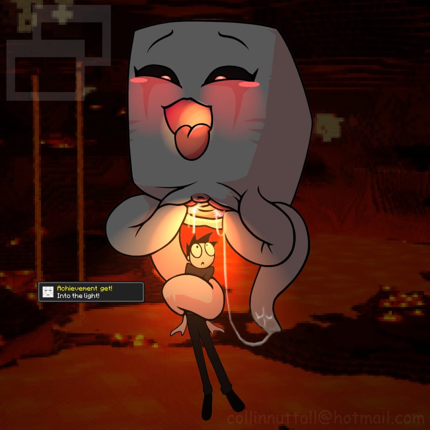 achievement_unlocked anthro character commission female gameplay_mechanics ghast hell minecraft minecraft_(series) minecraft_mob minecraft_xxx mob nether slushy tagme unbirthing vore