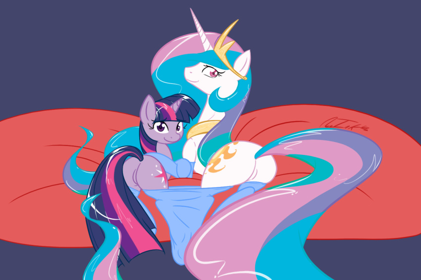 equine female friendship_is_magic my_little_pony no-ink princess_celestia_(mlp) smooth_skin twilight_sparkle_(mlp) unicorn