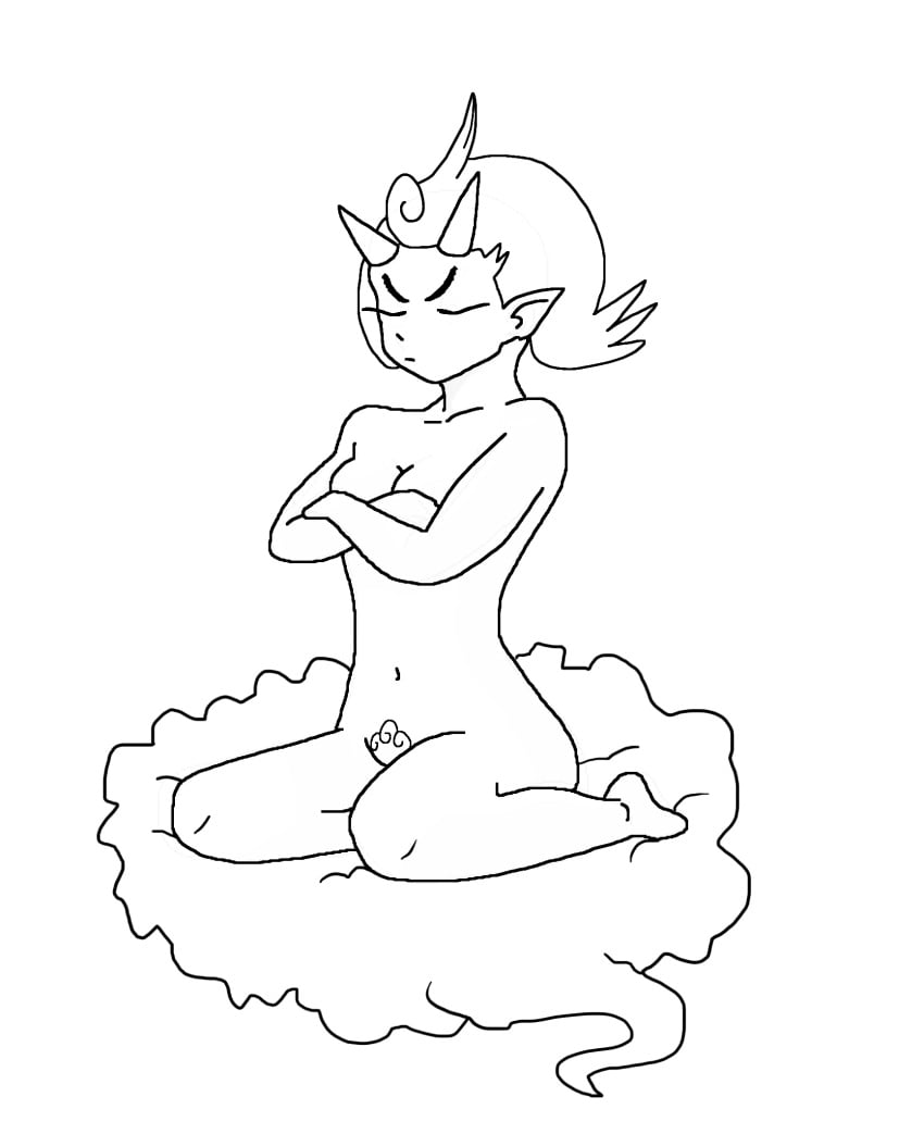 anthro blackrose breasts exposed_breasts female female_only genderswap_(mtf) line_art monochrome pokemon rule_63 solo tornadus white_background