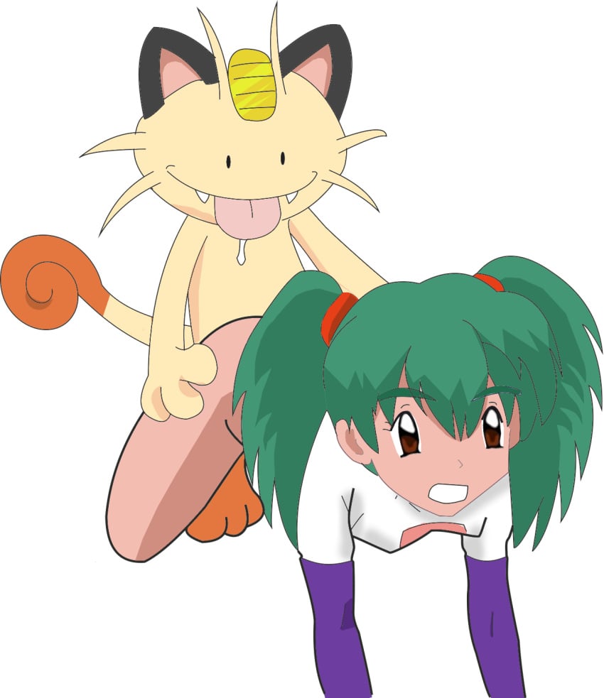 cosplay ditto duplica_(pokemon) female female_focus human meowth pokemon pokemon_(species) pokephilia white_background