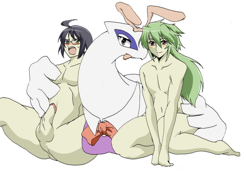 1girls 2boys avian cheren_(pokemon) furry lugia male_focus naked natural_harmonia_gropius pokemon pokemon_(species) pokemon_bw pokemon_focus tagme