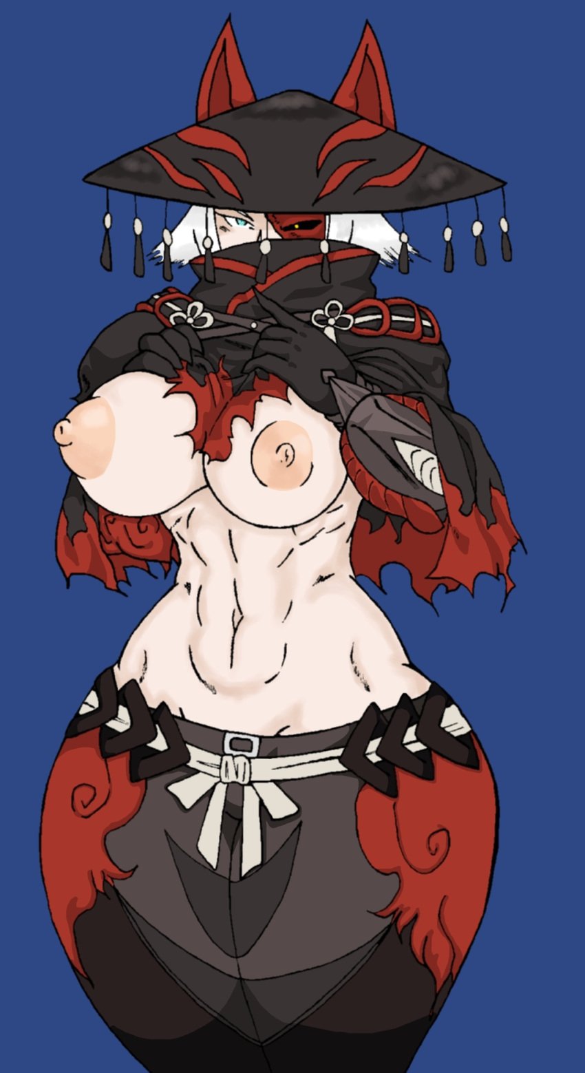 big_breasts breasts charge_sol female monster_hunter monster_hunter_world odogaron_(armor) solo thighs