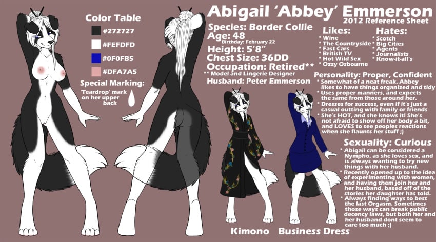 abigail_emmerson ajna anthro blue_eyes border_collie breasts canine clothes english_text female fur furry hair japanese_clothes kimono model_sheet mother nude pussy solo text white_hair