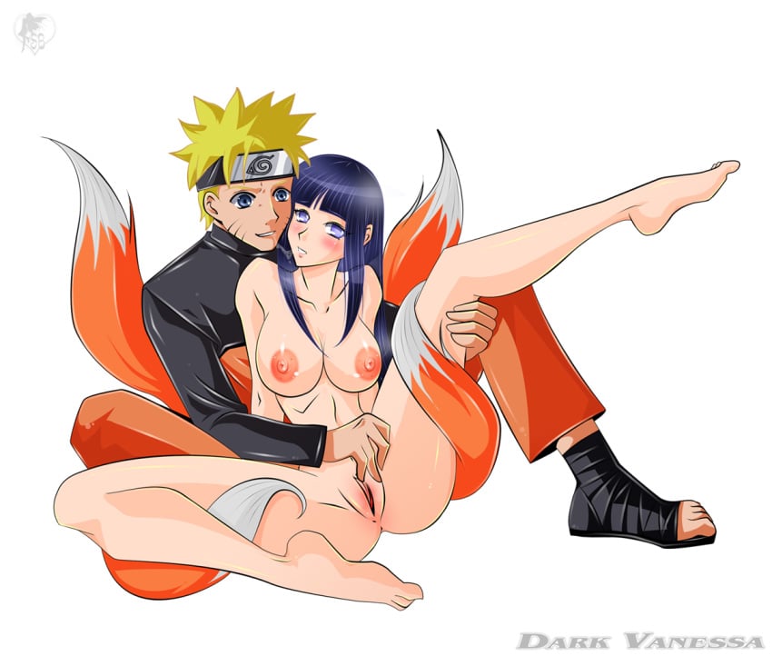 1boy 1girls ass barefoot breasts couple darkvanessa feet female human hyuuga_hinata large_breasts male naruto nude pussy spread_legs straight straight_hair tail uncensored uzumaki_naruto