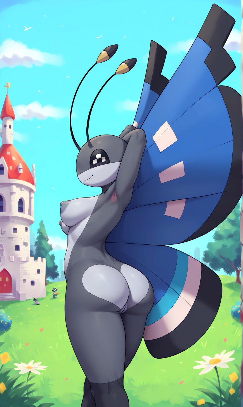 ai_generated anthro ass ass_focus breasts cute cute_face female female_only furry generation_6_pokemon gobabsnow insects nude pokemon pokemon_(species) pussy sexy smile solo vivillon wings