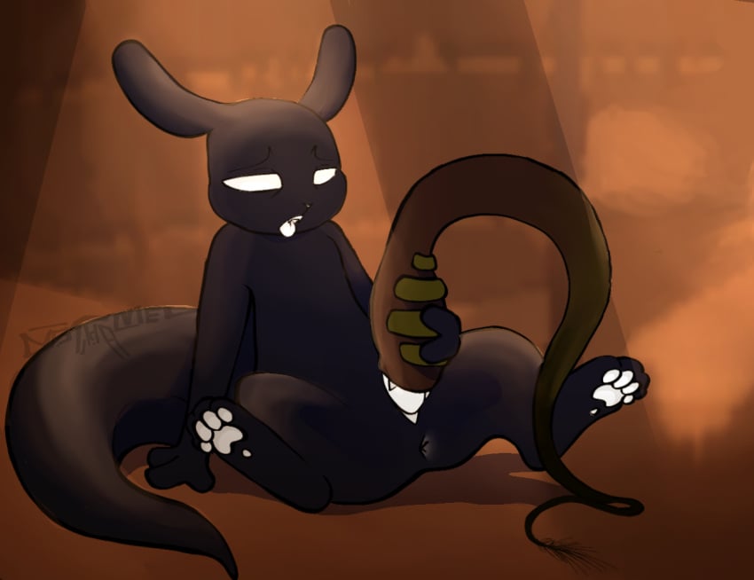 2025 ahe_gao ambiguous_gender anus artist_name backgroud black_body digital_drawing_(artwork) digital_media_(artwork) duo ears_down feral forced genitals looking_pleasured male nath4ni3l oral oral_penetration pawpads paws penetration penis pivoted_ears rain_world sand shaded slugcat tail teeth text videocult watcher_(rain_world) white_penis worm