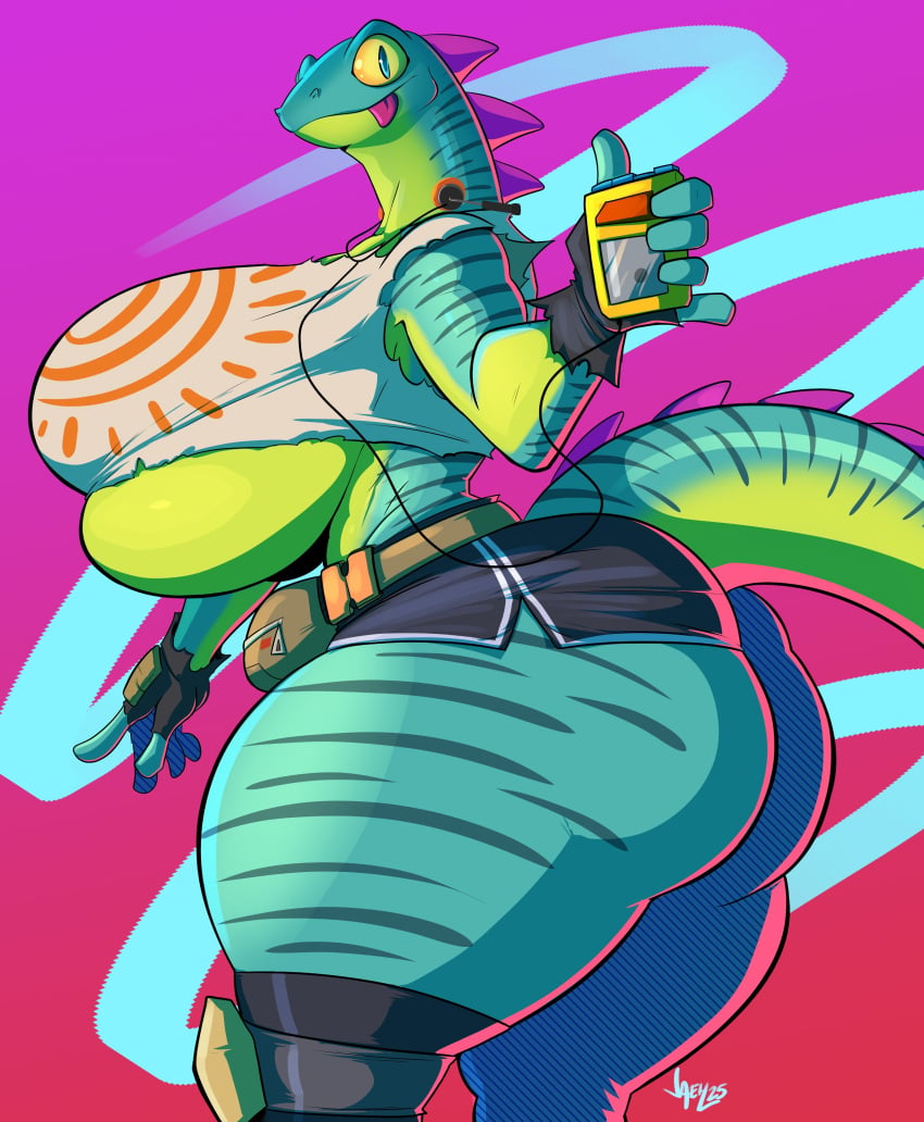 anthro big_breasts breasts fortnite jaeh lizard lizzik_(fortnite) rule_63 tail thick_thighs wide_hips