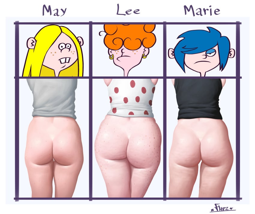 ass ass ass_comparison ass_focus back back_view big_ass booty butt_comparison butt_focus comparing_asses comparing_butts comparing_sizes ed_edd_n_eddy huge_ass huge_butt kanker_sisters lee_kanker marie_kanker may_kanker thigh_highs