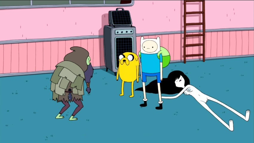 3boys adventure_time anotherymous ash_(adventure_time) barefoot black_hair clothed_male_nude_female completely_nude_female edit excited feet female female finn_the_human human indoors jake_the_dog long_hair marceline marceline_abadeer nude_female nude_female_clothed_male nudist nudity only_one_naked open_mouth pale_skin pussy screenshot_edit unconscious vampire_girl