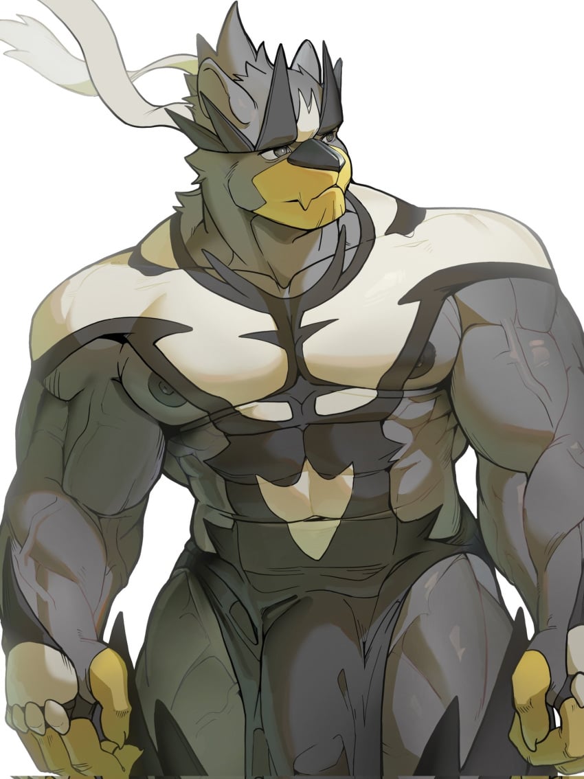 2025 abs anthro areola barazoku biceps big_bulge big_muscles bottomwear bulge claws clothed clothing deltoids detailed_bulge fur generation_8_pokemon genital_outline hi_res huge_muscles legendary_pokemon loincloth male mouact2 muscular muscular_anthro muscular_male nintendo nipples pecs penis_outline pokemon pokemon_(species) simple_background solo standing thick_arms tuft urshifu vein white_background