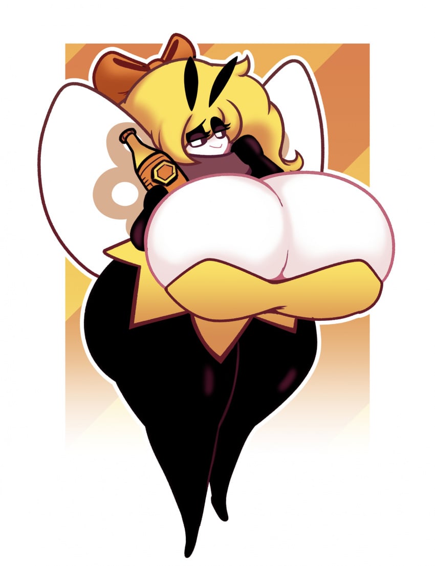 antennae_(anatomy) bee bell_(klazomaniac) big_breasts breasts dewbber female female_only furry hair_ribbon huge_ass huge_breasts hyper_breasts pokémon_(species) pokemon pokemon_(species) ribombee thick_thighs wings