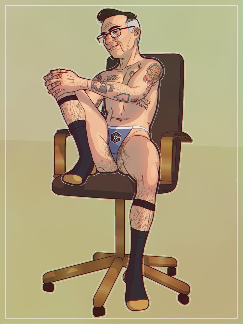 cuntboy cuntboy_only emetofiles glasses greying_hair inside_job intersex jr_scheimpough office_chair older_cuntboy sock_garters socks tattoo thong