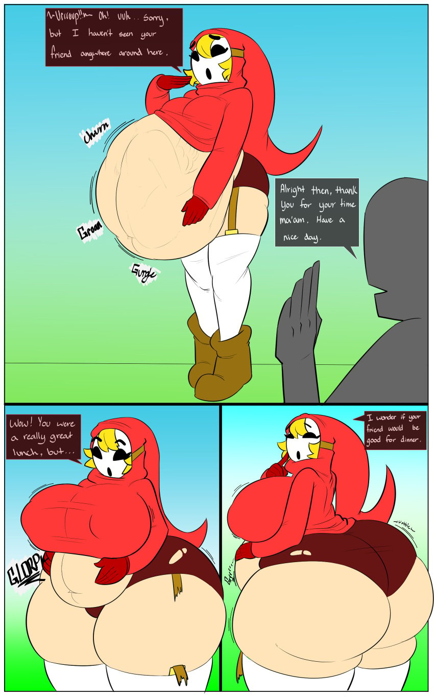 ass ass_expansion belly big_ass big_belly big_breasts blonde_hair bubble_butt dat_ass digestion dongwongtang female_pred huge_ass lara_(mobiustheice) male_prey mario_(series) nintendo shy_gal super_mario_bros. thick_thighs vore vore_belly weight_gain