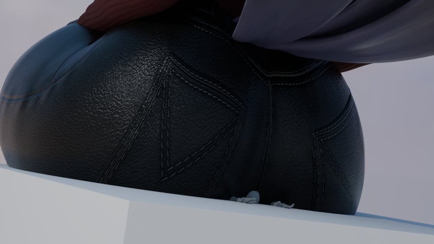 16:9 anthro ass avian bottomwear butt_crush butt_smother clothing denim denim_bottomwear denim_clothing facesitting female helluva_boss hi_res humanoid jeans macro male male/female omananimations pants samzan sitting_on_another smothering stolas_(helluva_boss) widescreen