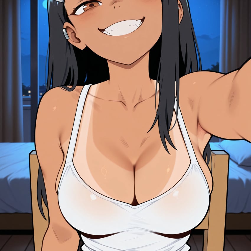 1girls ai_generated big_breasts black_hair breasts brown_eyes female hair hayase_nagatoro long_hair please_don't_bully_me,_nagatoro smile smiling tan tan_body tan_skin tanline tanned tanned_female tanned_skin waifuposts