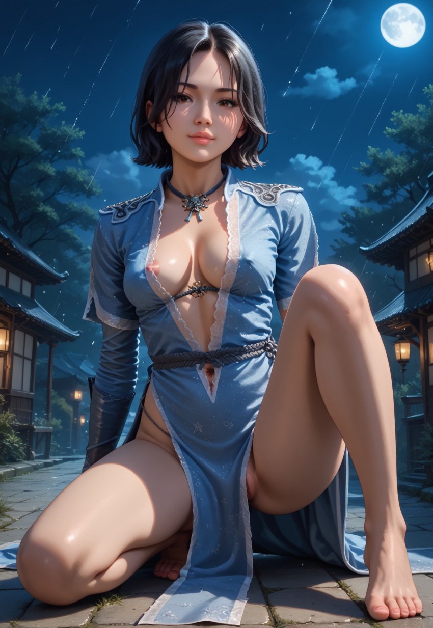 ai_generated asian asian_female assassin's_creed_(series) assassin's_creed_shadows black_hair breasts fujibayashi_naoe parted_bangs short_hair solo tagme