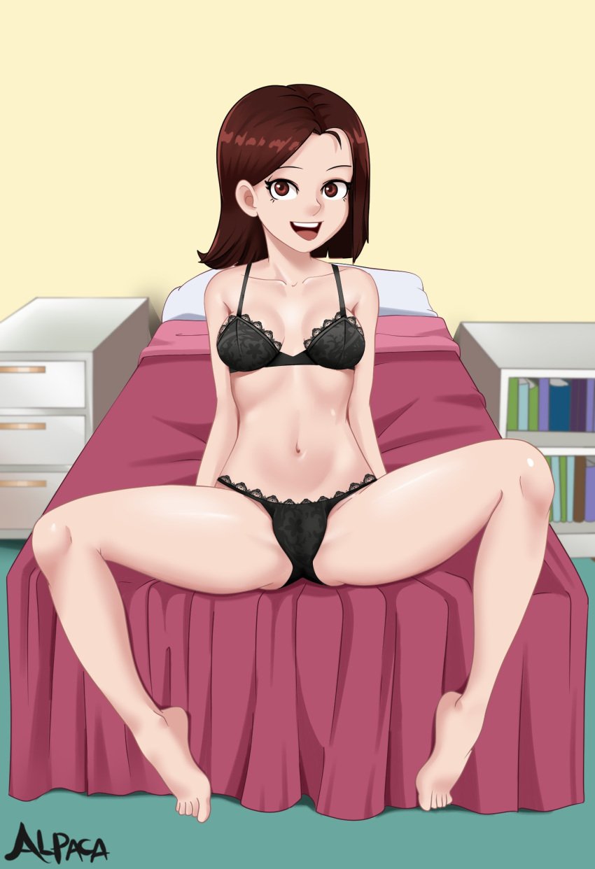 alpaca_nsfw big_breasts big_thighs big_titties clothing female female_only fully_clothed_female lingerie original original_character short_hair