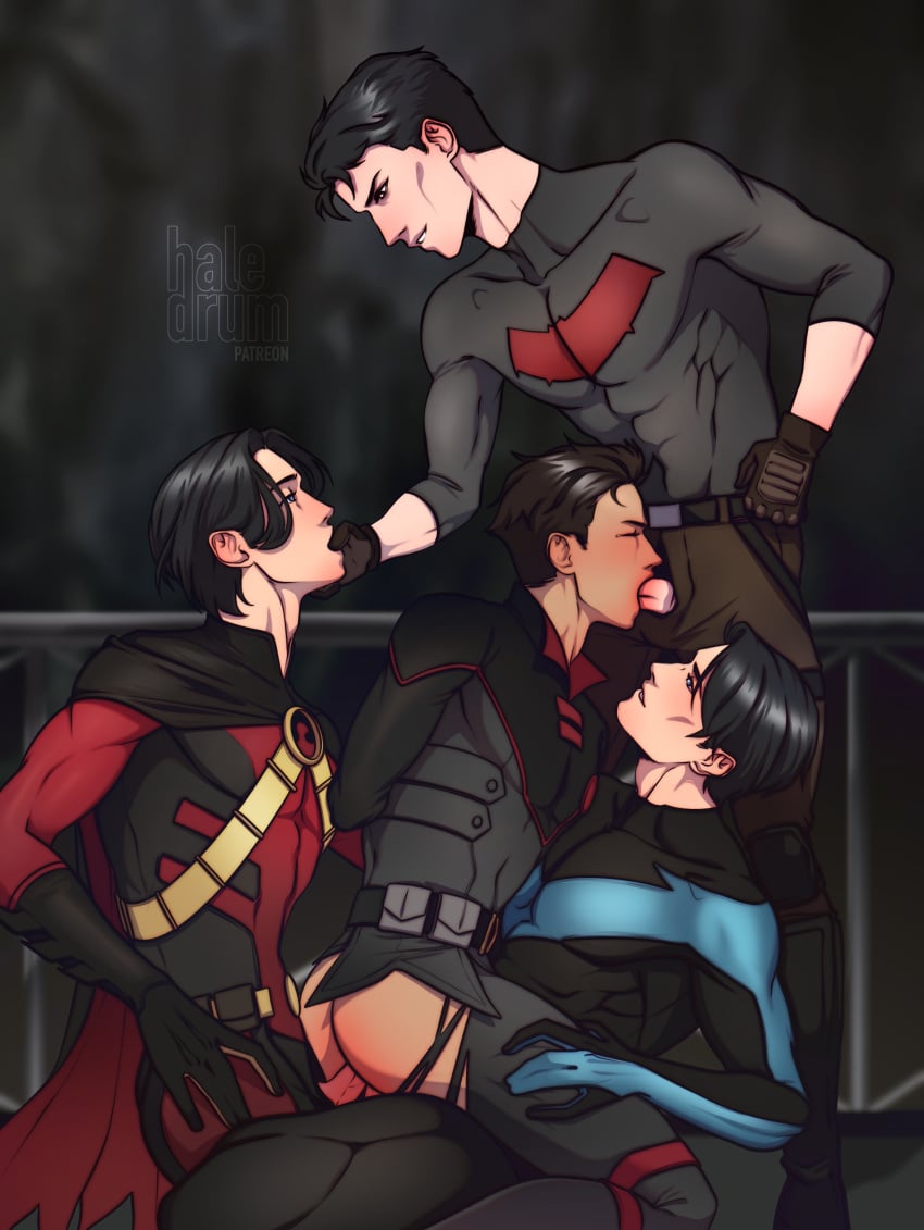 2d 2d_(artwork) 4boys adoptive_incest adoptive_siblings age_difference anal anal_sex ass ass_focus balls_deep batman_(series) big_ass big_ass_(male) big_butt big_butt_(male) black_hair blowjob blowjob_face brother_fucking_brother brother_penetrating_brother brother_sucking_brother brothers clothed_male clothed_sex cowgirl_position damian_wayne dc dc_comics deep_blowjob deep_penetration deepthroat dick_grayson double_anal double_penetration exposed_ass face_fucking family family_sex fellatio foursome fuck_and_suck gagging gagging_on_penis gangbang gay gay_anal gay_blowjob gay_gangbang gay_incest gay_male gay_orgy gay_sex gloves haledrum human incest irrumatio jason_todd looking_at_another looking_at_partner male male/male male/male/male/male male_only male_penetrated male_penetrating male_penetrating_male mouth_full_of_cock nightwing older_penetrating_younger oral oral_penetration oral_sex orgy penis penis_in_ass penis_in_mouth pseudo_incest_(lore) red_hood_(dc) red_robin ripped_clothing ripped_pants robin_(damian_wayne) robin_(dc) size_difference superhero superhero_costume thrusting_into_ass tight_clothing tim_drake