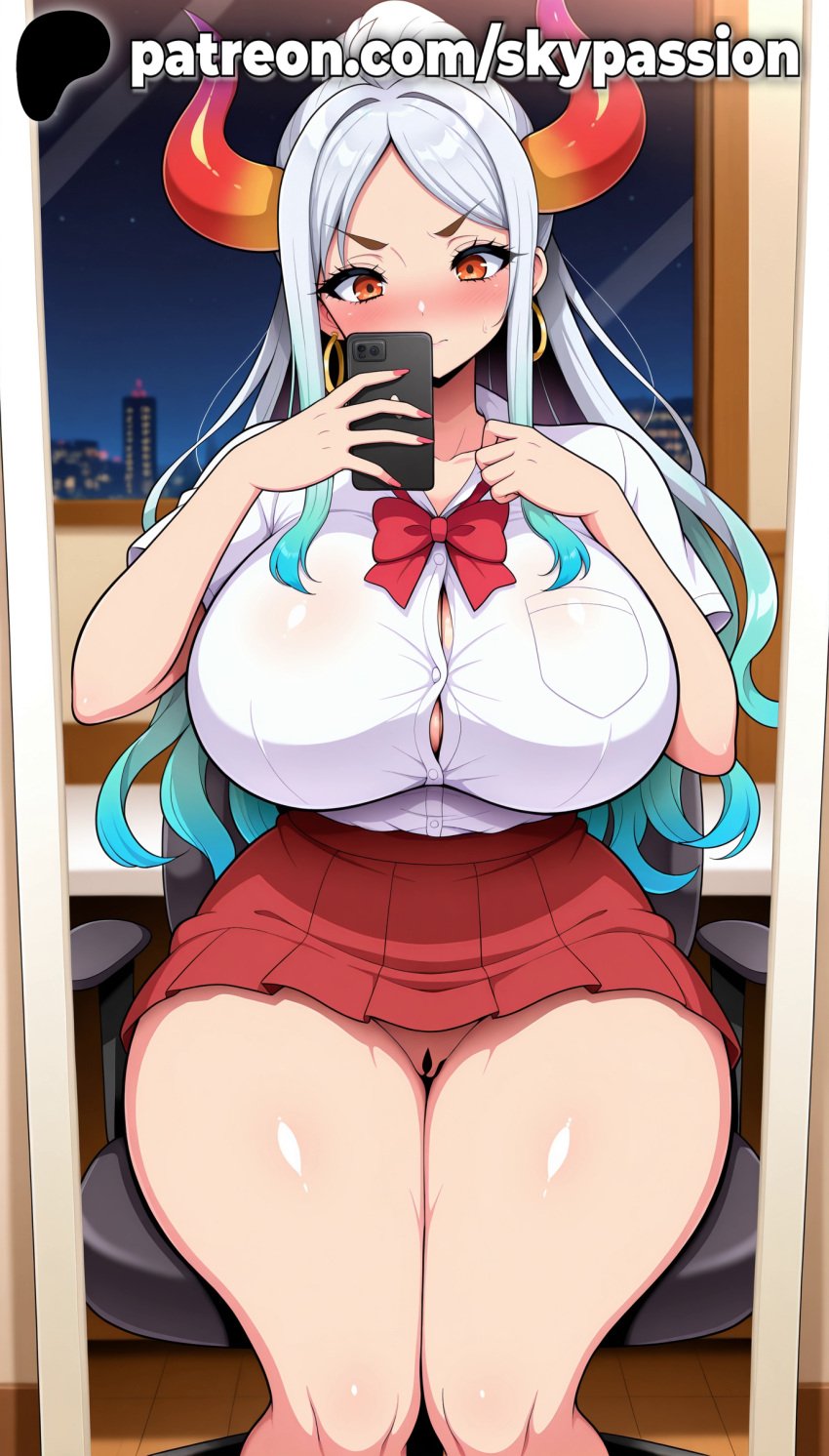 1girls 2025 ai_assisted ai_generated anime aqua_hair artist_name bar_censor big_breasts blue_hair blush bow breasts bust cellphone censored chalkboard chest classroom cleavage clitoral_hood collarbone crotch curvy desk dripping_pussy earrings exposed_pussy female female_focus female_genitalia female_only genitals giant_breasts gradient_hair gradient_horns heavy_breasts hi_res high_quality high_resolution highres holding holding_phone horns huge_boobs huge_breasts indoors jewelry juicy_pussy long_hair looking_at_viewer massive_boobs massive_breasts multicolored_hair no_panties on_desk one_piece orange_horns patreon patreon_username phone pussy pussy_lips pussy_peek red_horns school_desk shaved_pussy shirt sitting sitting_on_desk skirt skypassion slit smartphone solo stable_diffusion thick_thighs thighs tight_pussy two-tone_hair uncensored_pussy uncensored_vagina vagina vulva watermark wet_pussy white_hair window yamato_(one_piece)