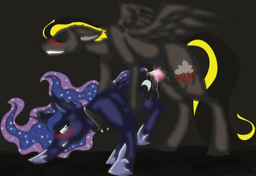 2012 alicorn balls blood blush cielo_rey cum cutie_mark equine female feral flightless friendship_is_magic horn horse male my_little_pony pegasus penis pony princess_luna_(mlp) sex simple_background straight wings