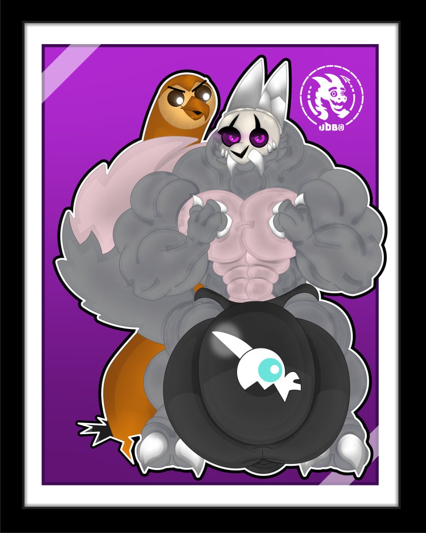 abs absurd_res angry anthro avian balls big_balls big_horn big_muscles bird black_clothing black_sclera black_underwear bone brown_body bulge claws clothed clothing demon detailed_bulge disney duo fur genitals grey_body grey_fur grey_tail hi_res hooty_(the_owl_house) horn huge_balls huge_muscles hyper hyper_balls hyper_genitalia hyper_muscles jdbo-arts king_clawthorne male male_only muscular owl partially_clothed pecs penis purple_eyes purple_sclera royalty simple_background skull symbol_on_underwear tail the_owl_house titan_(the_owl_house) underwear white_eyes