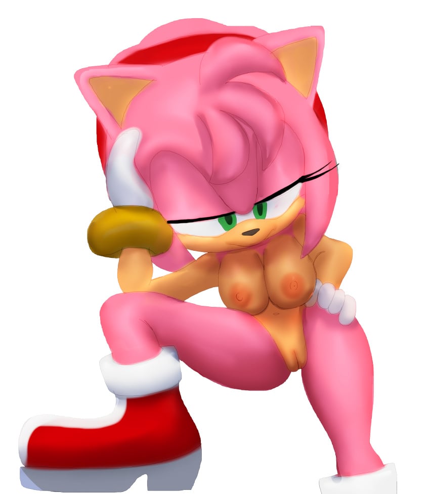 aerosin amy_rose bedroom_eyes boots bracelets breasts female furry gloves hairband mostly_nude mostly_nude_female posing pussy sega smile sonic_(series)
