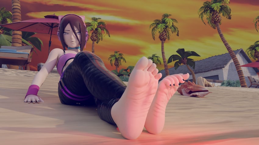 3d beach black_nails feet foot_fetish foot_focus hyuuga_hanabi naruto_(series) naruto_shippuden