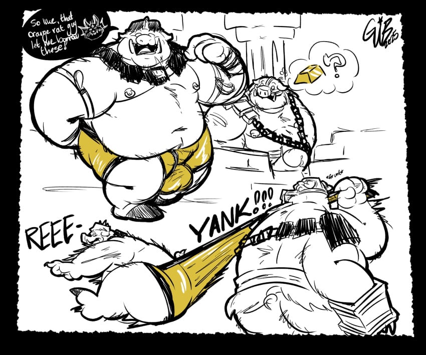 a_minecraft_movie anthro areola armor ass balls balls_outline beta_pokemon_games big_bulge biped bodily_fluids bub_(gorochuinboxers) bulge chains clothing clothing_pull detailed_bulge dialogue digital_media_(artwork) domestic_pig duo erection fan_character general_chungus generation_1_pokemon genital_fluids genital_outline genitals glans gold_(metal) gorochu gorochuinboxers headgear helmet hi_res horn humanoid_genitalia humanoid_penis male male_anthro mammal microsoft minecraft mojang nintendo nipple_piercing nipple_ring nipples onomatopoeia overweight overweight_anthro overweight_male penis penis_outline piercing piglin pokemon pokemon_(species) precum question_mark ring_piercing sound_effects speech_bubble suid suine sus_(pig) tail teeth text the_great_hog_(a_minecraft_movie) tusks underwear underwear_pull wedgie xbox_game_studios