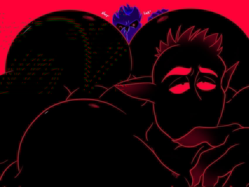 anilingus avian avian_humanoid bara beefy_demon_acc big_ass big_bottom bird corviknight demon eating_ass ethan_(beefy_demon_acc) gay licking_ass looking_pleasured male micro_on_macro muscular muscular_male original_characters rimming slurp slurping
