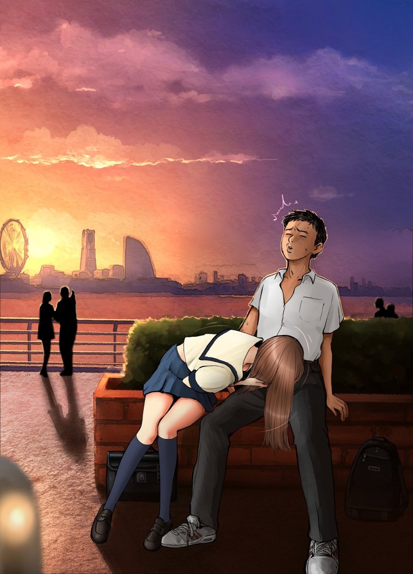 aino brown_hair public public_blowjob school_uniform