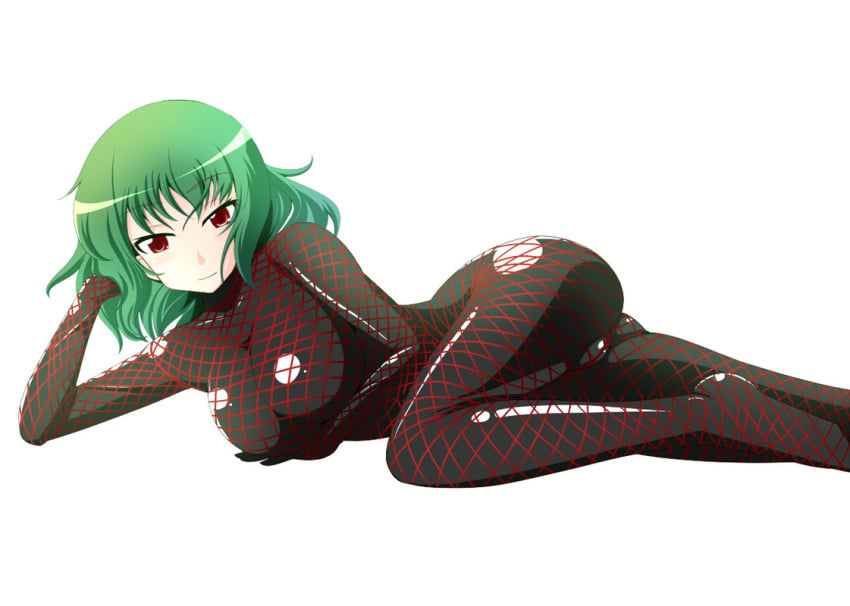 bodysuit fishnet green_hair latex red_eyes tamakko touhou youkai yuka_kazami