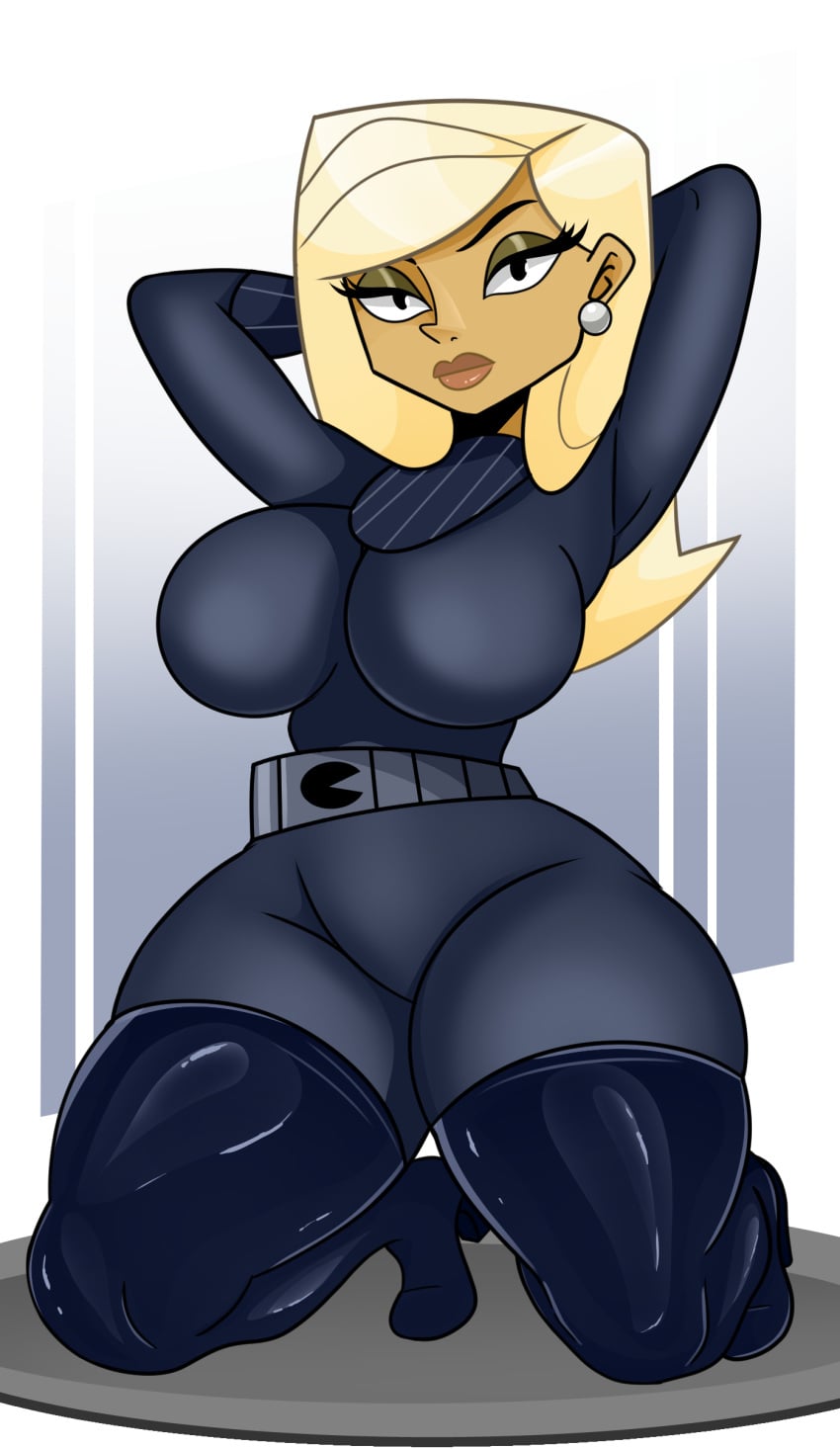 1girls agent_k arms_behind_head big_breasts black_bodysuit black_eyes blonde_hair bodysuit breasts ear_piercing earrings eyeshadow female female_only hair half-closed_eyes hips huge_breasts leggings legwear lips long_hair mature mature_female mature_woman milf mother parted_lips solo solo_female sonson-sensei squatting the_replacements thick_lips thick_thighs thighs wide_hips
