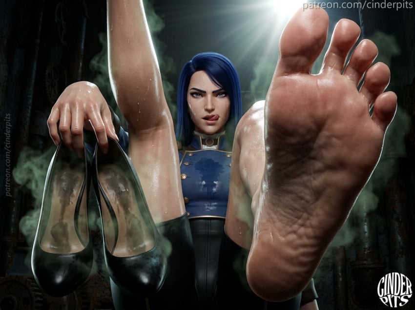 1girls 3d 3d_(artwork) 3d_model 3d_render ai ai_generated arcane blue_eyes blue_hair breasts caitlyn_(league_of_legends) caitlyn_kiramman cinderpits cum_on_feet detailed detailed_background feet feet_fetish feet_focus feet_up female foot_fetish foot_focus league_of_legends musk musk_clouds pheromones realistic realistic_textures self_upload smug smug_face soles soles_female soles_fetish solo solo_female solo_focus sweat sweatdrop sweating sweaty sweaty_body sweaty_breasts sweaty_feet tight_clothing tight_fit