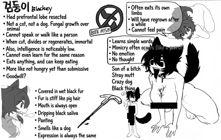 1girls 2d 2d_(artwork) 2d_artwork animal_ears black_bar_censoring black_hair brainwashed censor_bar censored english_text female female_focus female_only foam foaming_at_mouth foaming_at_the_mouth kemono lobotomy medical_instrument musical_note naked naked_female neckwear oc open_mouth original_character saliva saliva_drip simple_background standing tail text tools warning warning_sign white_background